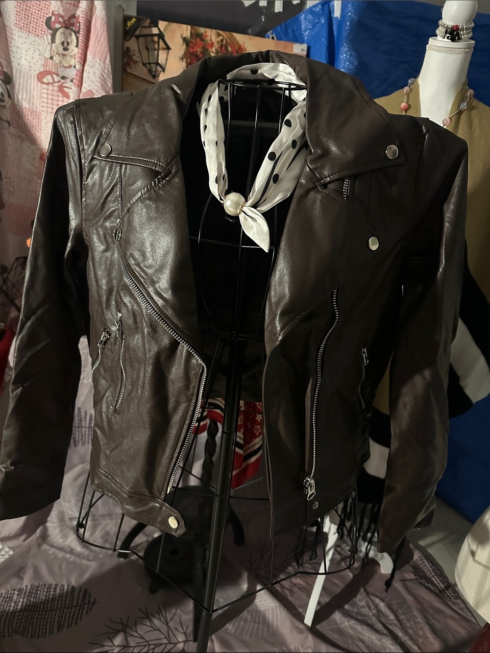 Women's Dark Brown Faux Leather Moto Jacket